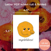 Munchkin Morsels Card size for a card printed on letter sized paper, cut down and folded down to an 4.25" x 5.5" card, that fits in an A2 envelope.